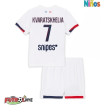 Camiseta Paris Saint-Germain Khvicha Kvaratskhelia #7 Visitante Equipación para niños 2025-26 manga corta (+ pantalones cortos)
